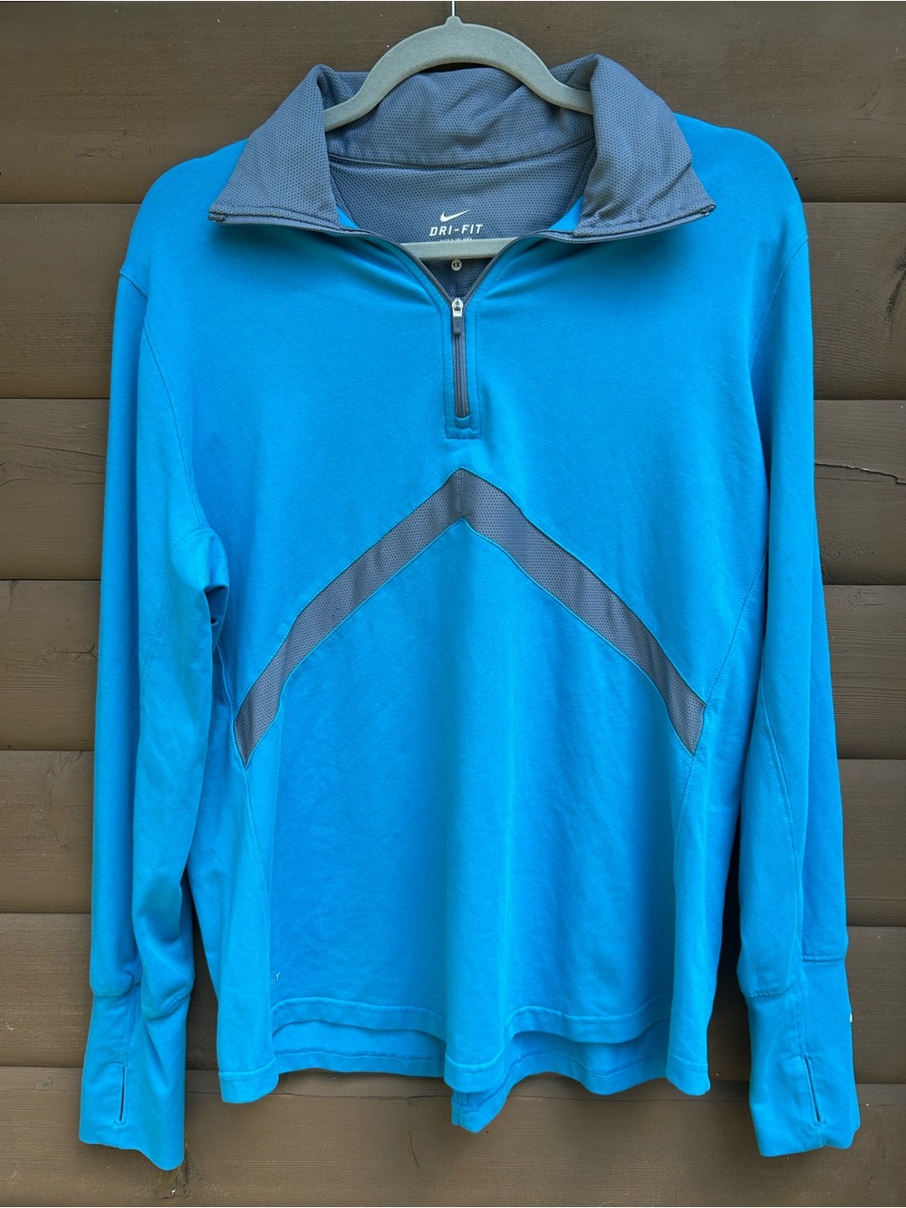 Nike Dri-FIT Women’s 1/4 Zip Mock Neck Long Sleeve Pullover Blue/Gray 1X